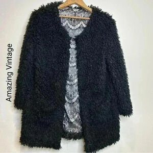 Stunning Black Vintage  Sheep? Lace Jacket M - L